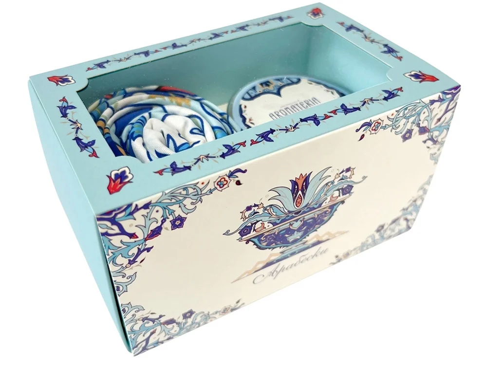 Набор: платок Арабески и свеча Загадка Востока синий - фото 3