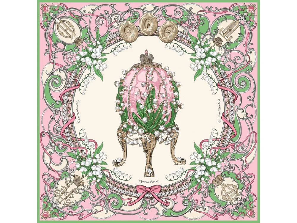 Набор: платок Ландыши и свеча Весенние цветы розовый - фото 4