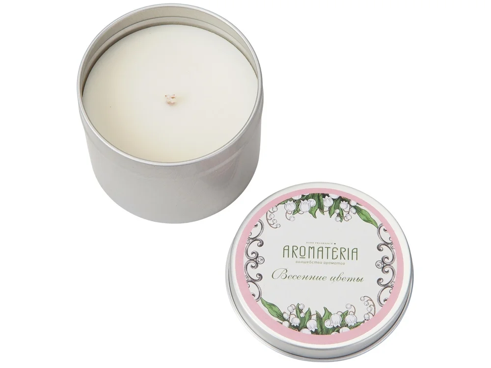 Набор: платок Ландыши и свеча Весенние цветы розовый - фото 8