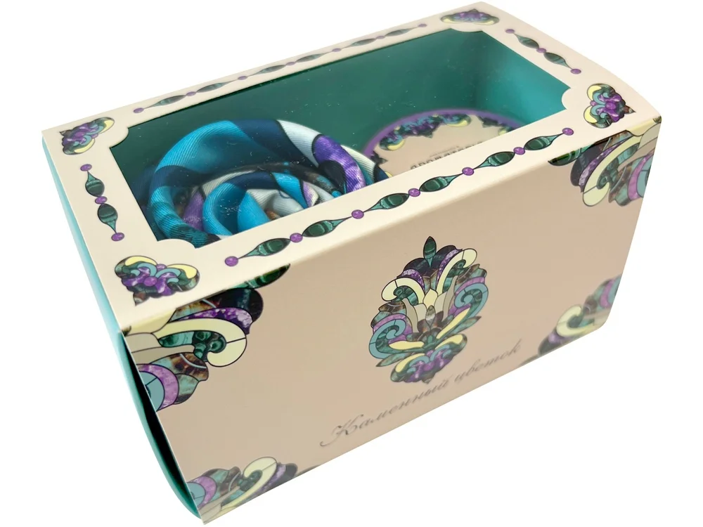 Набор: платок Каменный цветок и свеча Утонченность малахитовый - фото 3