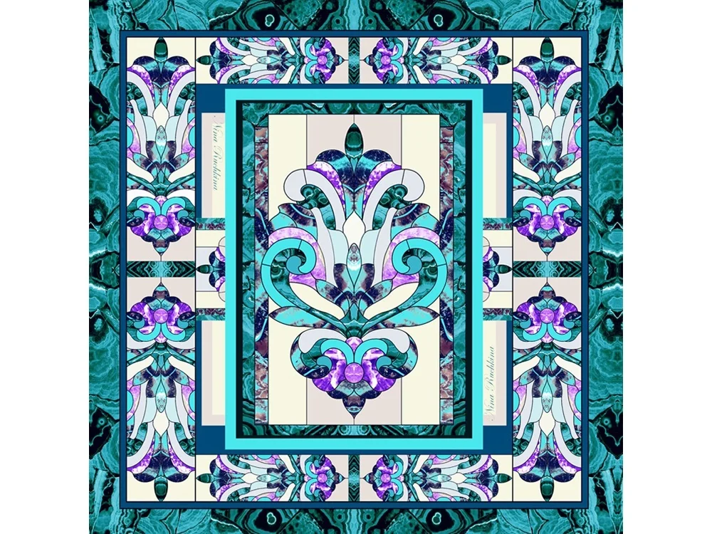 Набор: платок Каменный цветок и свеча Утонченность малахитовый - фото 4