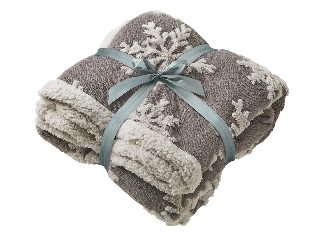 Плед Snowflake новогодний с капюшоном серый - фото 10