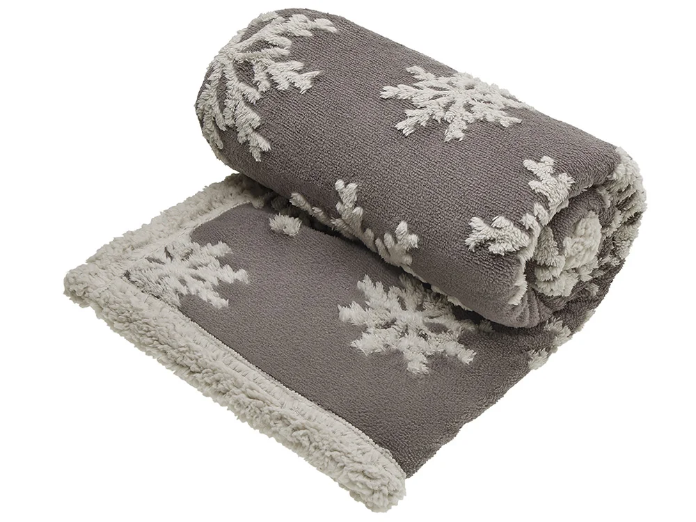 Плед Snowflake новогодний с капюшоном серый - фото 2