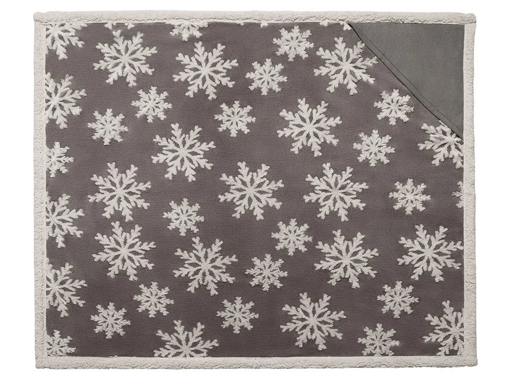 Плед Snowflake новогодний с капюшоном серый - фото 3