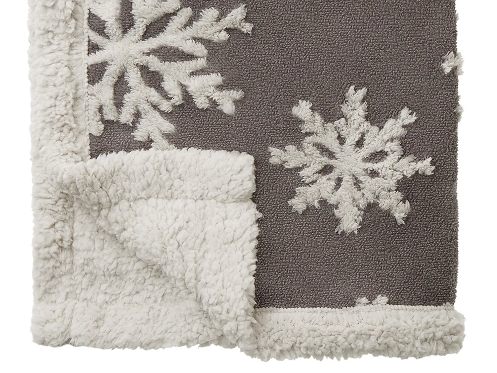 Плед Snowflake новогодний с капюшоном серый - фото 4
