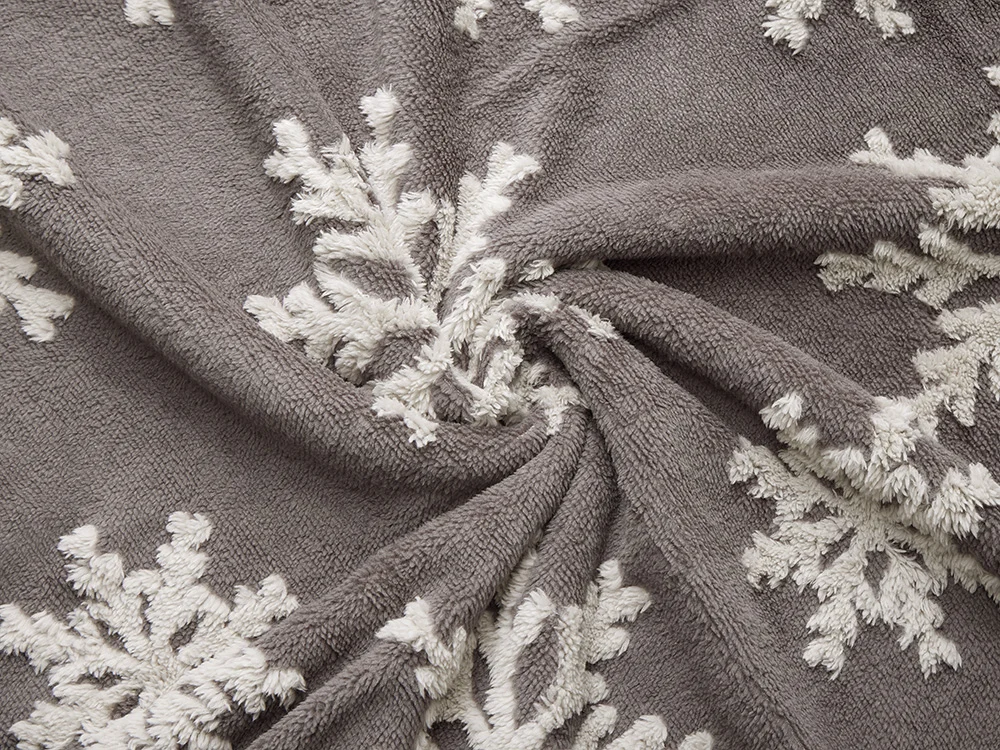 Плед Snowflake новогодний с капюшоном серый - фото 8
