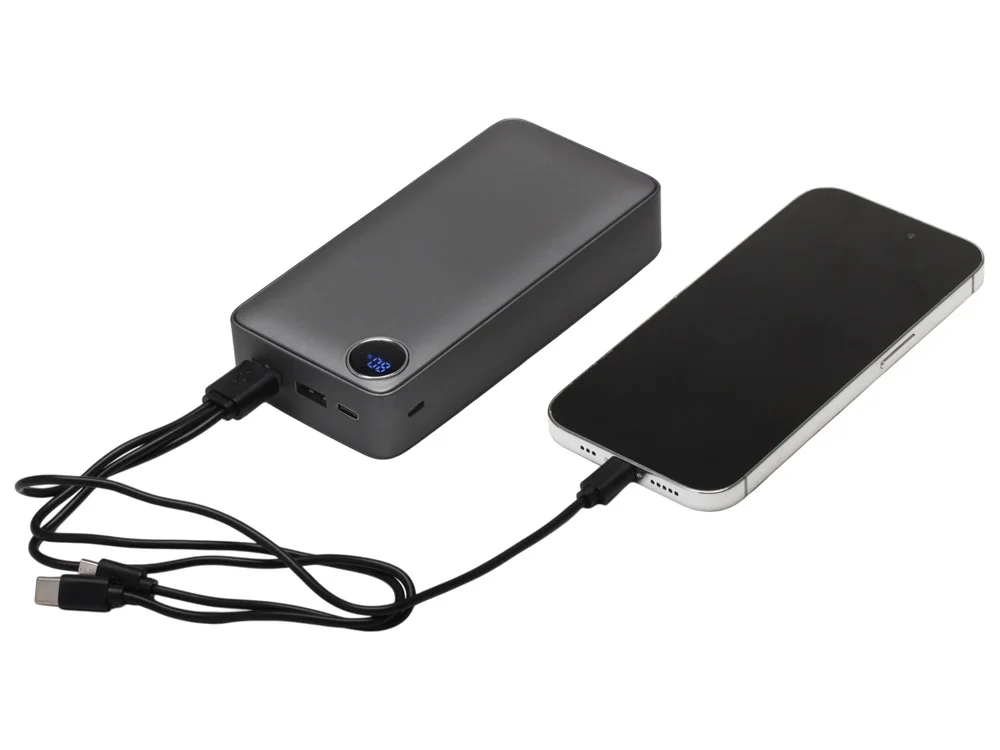 Внешний аккумулятор Mild Pro c быстрой зарядкой QC/PD металлик soft-touch 20 000 mAh серый - фото 2