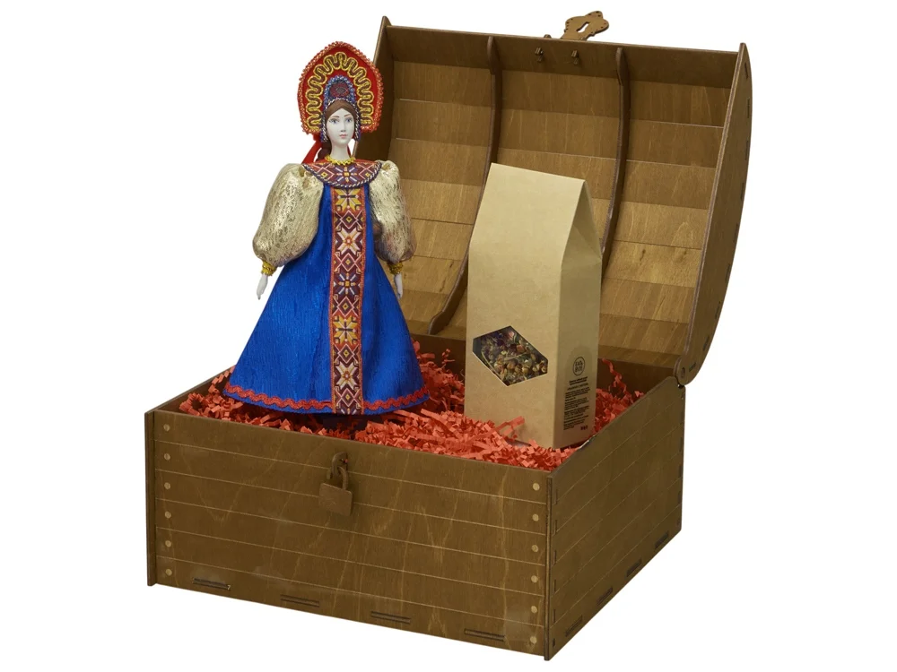 Подарочный набор: кукла фарфоровая чай Малина с мятой синий - фото 2
