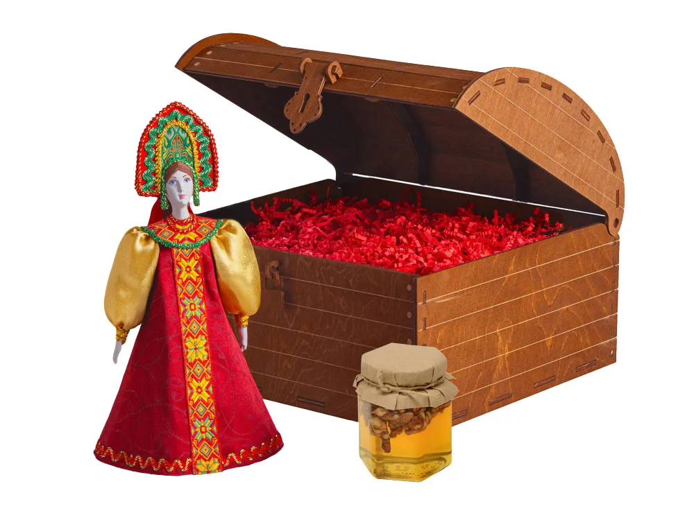 Подарочный набор: кукла фарфоровая мёд с гецким орехом - фото 1