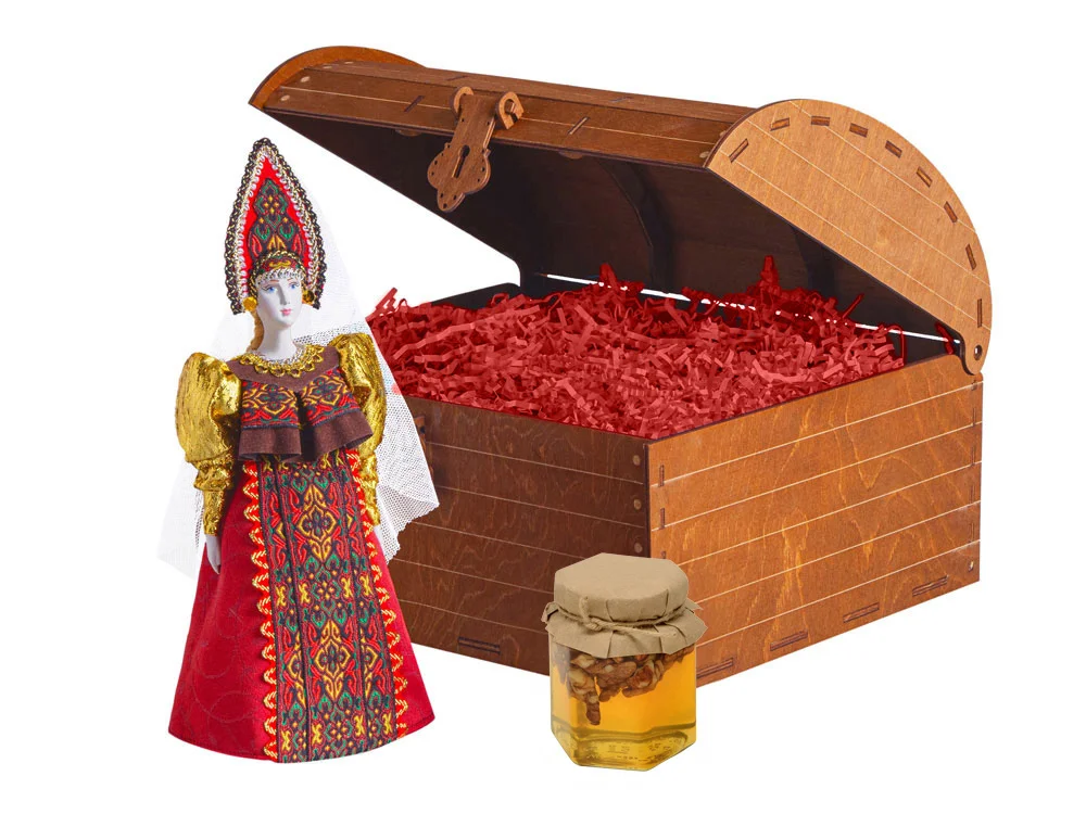 Подарочный набор: кукла фарфоровая мёд с гецким орехом красный - фото 2