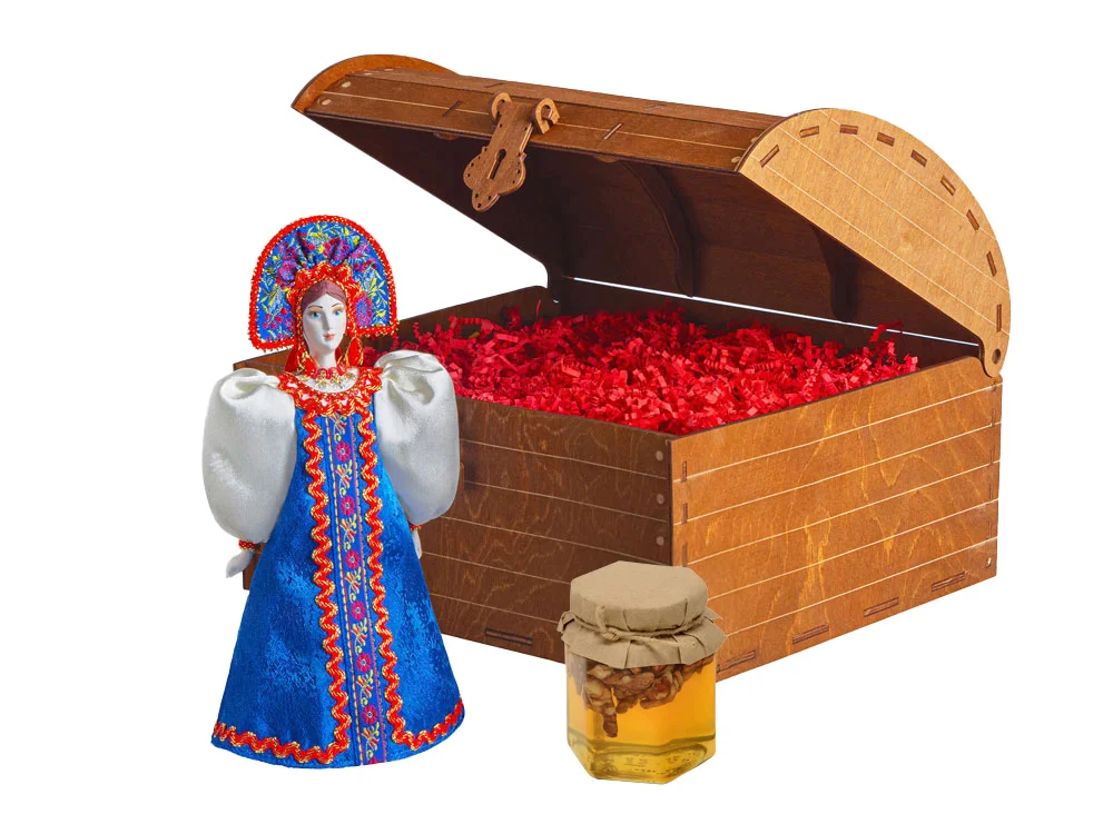 Подарочный набор: кукла фарфоровая мёд с гецким орехом - фото 3