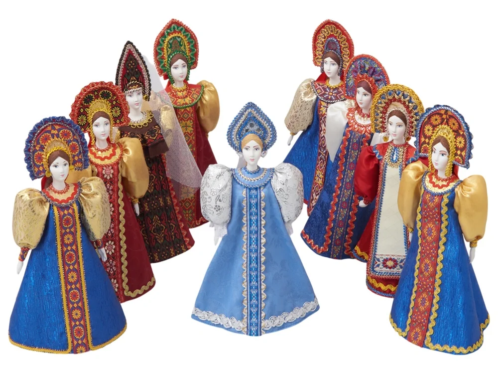 Подарочный набор: кукла фарфоровая мёд с гецким орехом синий - фото 6