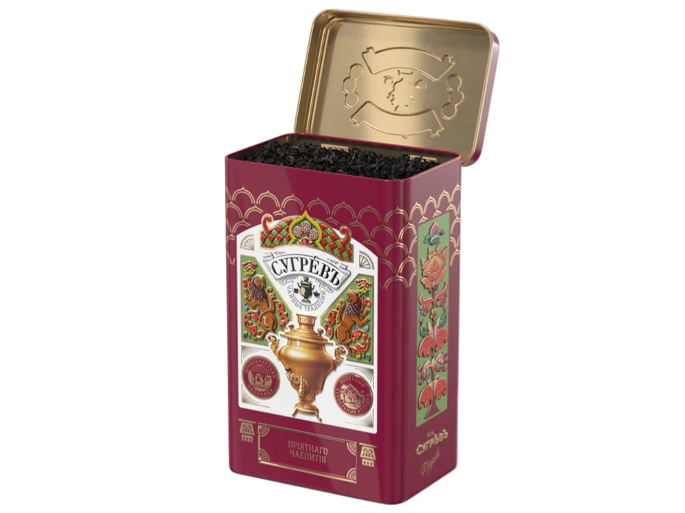Черный чай и имбирное печенье в подарочной упаковке бордо - фото 2