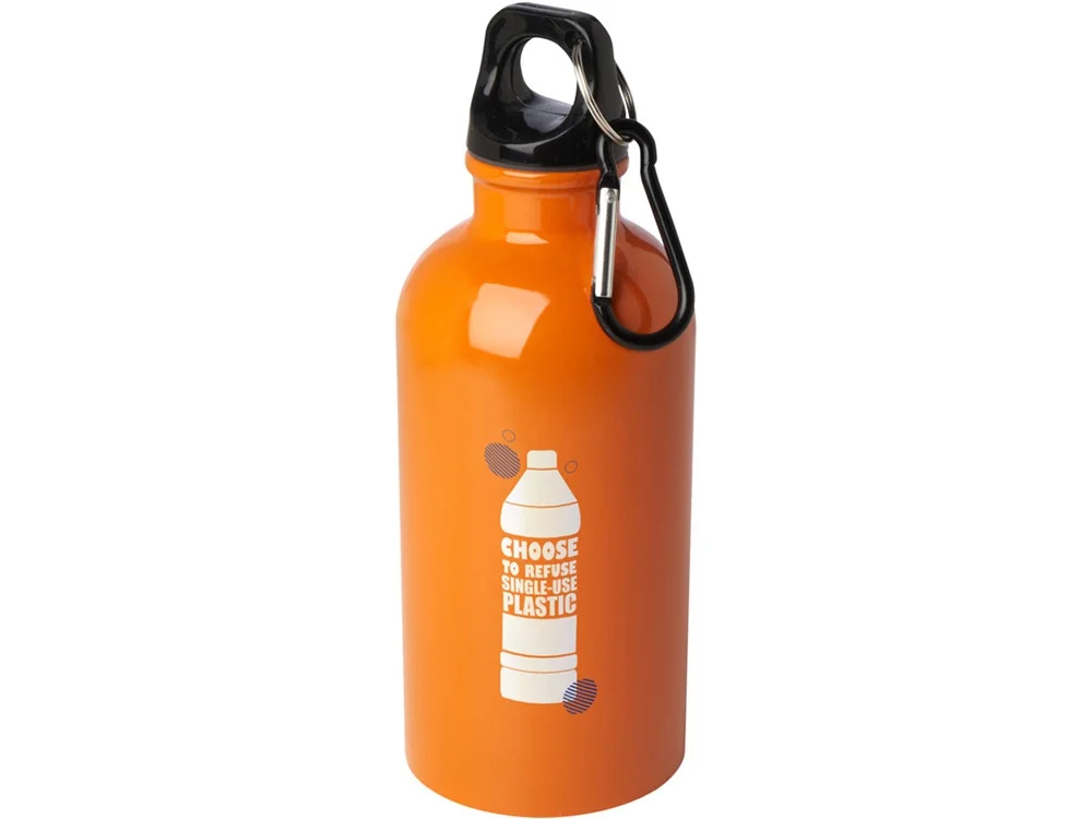 Одностенная бутылка для воды с карабином Oregon 400 мл оранжевый - фото 4