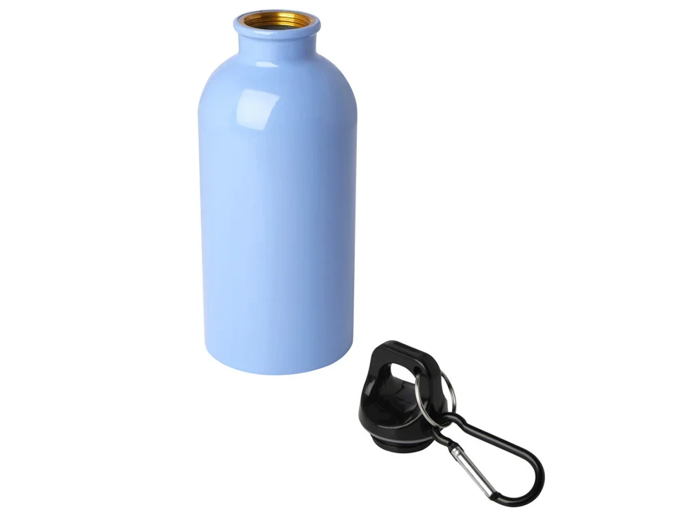 Одностенная бутылка для воды с карабином Oregon 400 мл голубой - фото 3