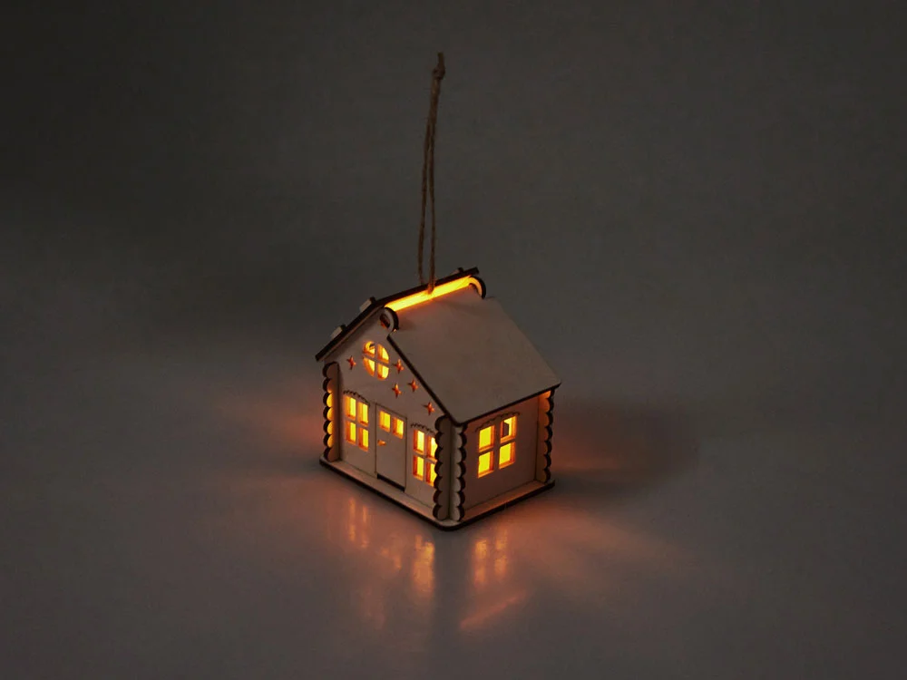 Деревянная подвеска на елку с подсветкой Lumihut натуральный - фото 2