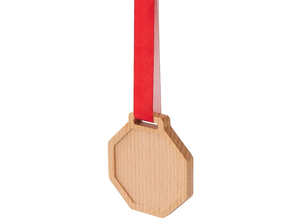Медаль из бука «Octagon», натуральный - фото 5