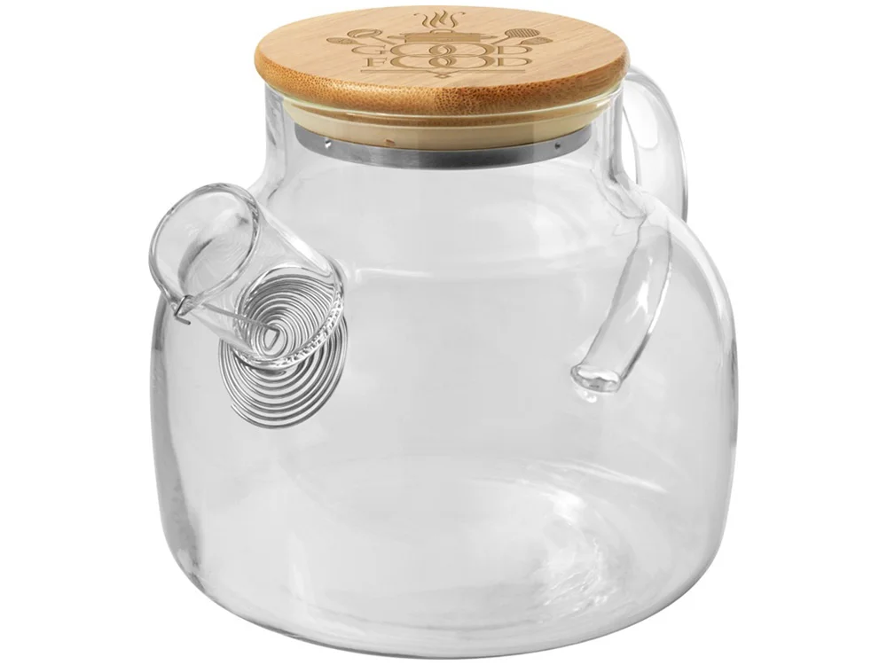 Заварочный чайник с бамбуковой крышкой Zen прозрачный/натуральный 1000 мл - фото 3