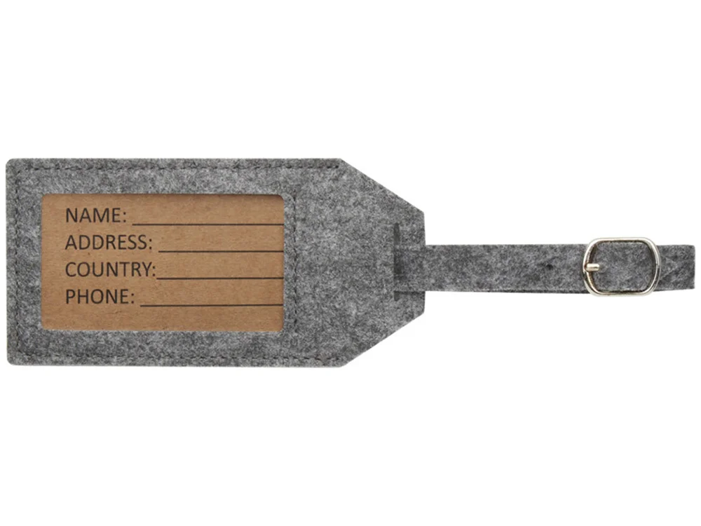 Багажная бирка из RPET-фетра «Tie», серый - фото 2