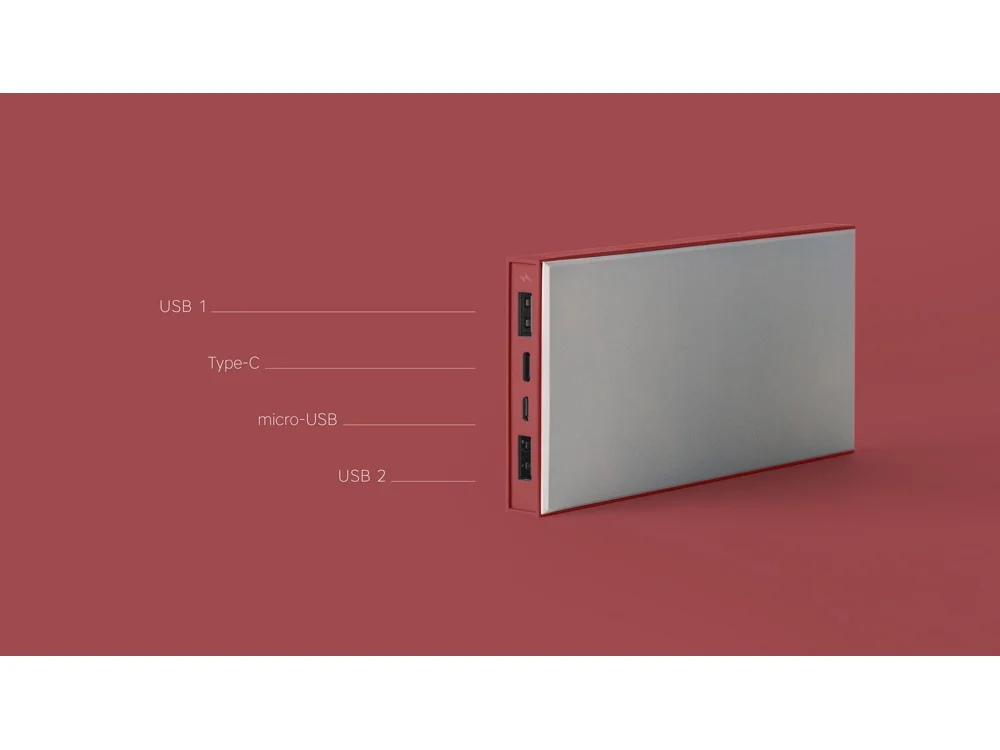 Внешний аккумулятор NEO ARIA 10000 mAh бордовый/серый - фото 6