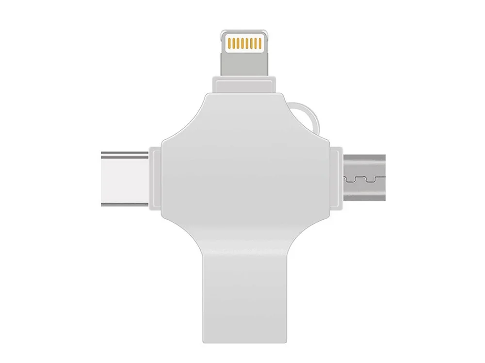 USB 3.0-флешка на 32 Гб 4-в-1 с разъемами Micro USB Type-C и Lightning серебристый 32Gb - фото 3