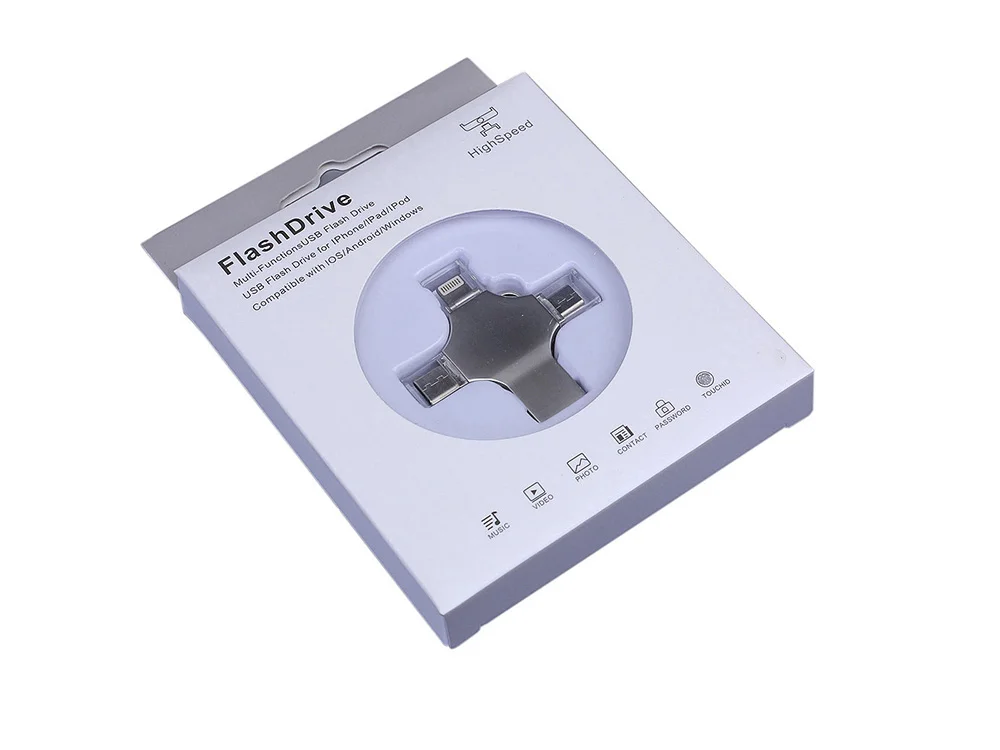 USB 3.0-флешка на 64 Гб 4-в-1 с разъемами Micro USB Type-C и Lightning серебристый 64Gb - фото 4