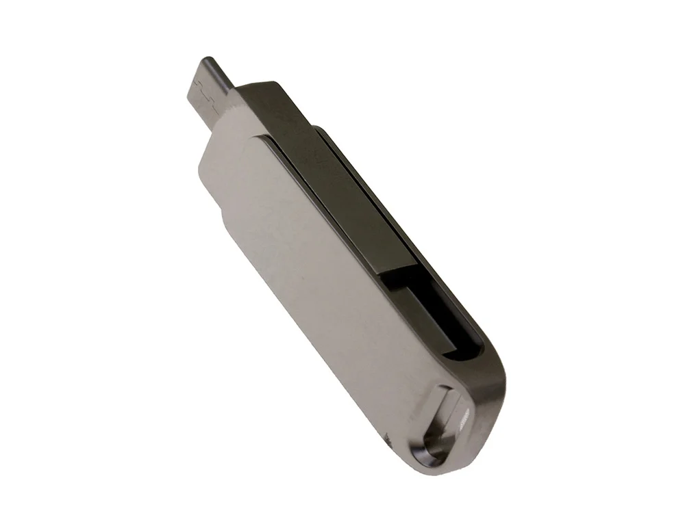 USB 2.0- флешка на 64 Гб с поворотным механизмом и дополнительным разъемом Type-C серый 64Gb - фото 3