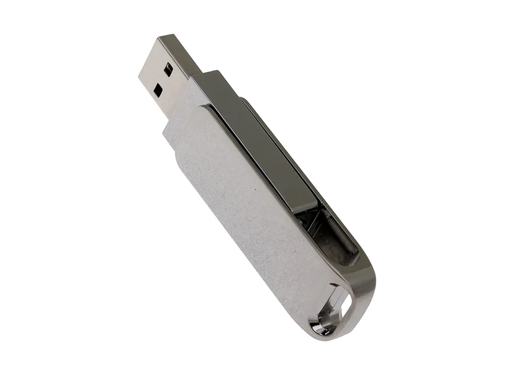 USB 3.0- флешка на 64 Гб с поворотным механизмом и дополнительным разъемом Type-C серебристый 64Gb - фото 3