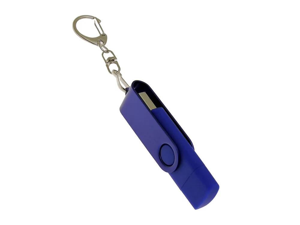 USB 2.0- флешка на 32 Гб с поворотным механизмом и дополнительным разъемом Type-C синий 32Gb - фото 2