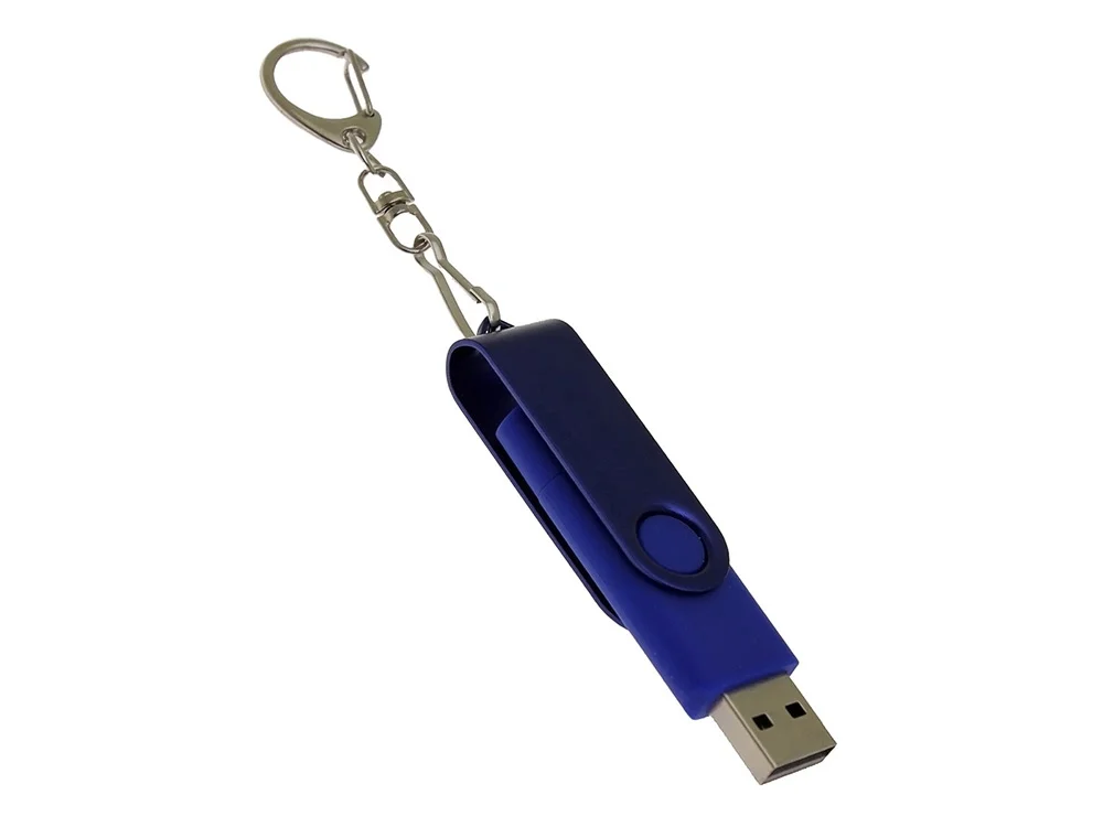 USB 2.0- флешка на 32 Гб с поворотным механизмом и дополнительным разъемом Type-C синий 32Gb - фото 3