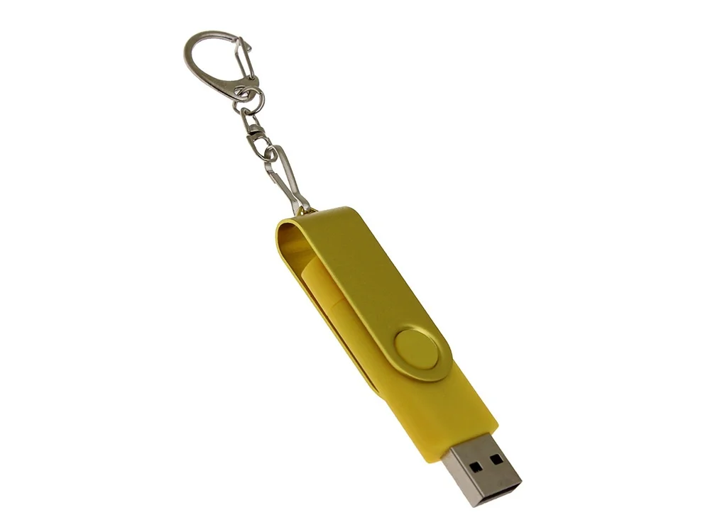 USB 2.0- флешка на 64 Гб с поворотным механизмом и дополнительным разъемом Type-C желтый 64Gb - фото 3