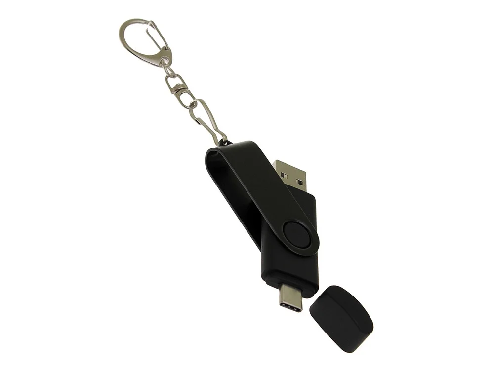 USB 3.0- флешка на 16 Гб с поворотным механизмом и дополнительным разъемом Type-C черный 16Gb - фото 4