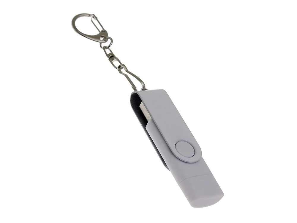 USB 3.0- флешка на 32 Гб с поворотным механизмом и дополнительным разъемом Type-C белый 32Gb