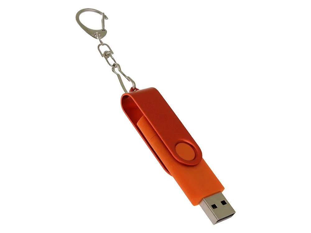 USB 3.0- флешка на 64 Гб с поворотным механизмом и дополнительным разъемом Type-C оранжевый 64Gb - фото 3