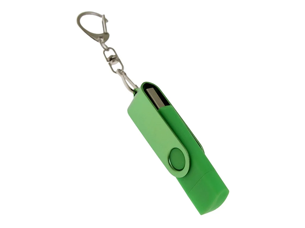 USB 3.0- флешка на 64 Гб с поворотным механизмом и дополнительным разъемом Type-C зеленый 64Gb - фото 2