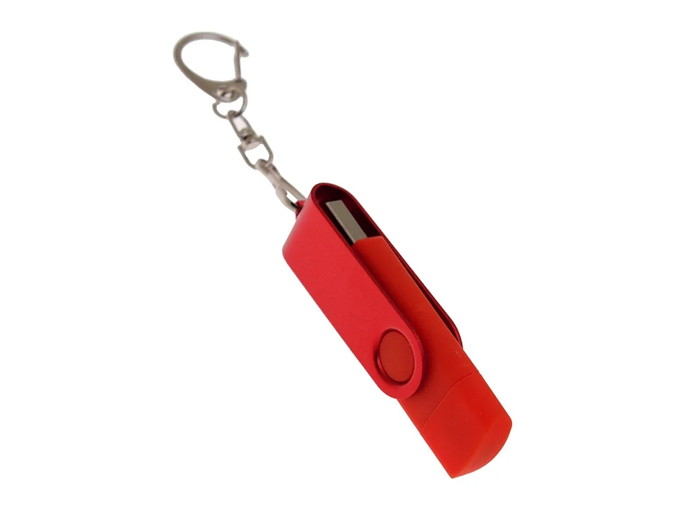 USB 3.0- флешка на 256 Гб с поворотным механизмом и дополнительным разъемом Type-C красный 256Gb - фото 2