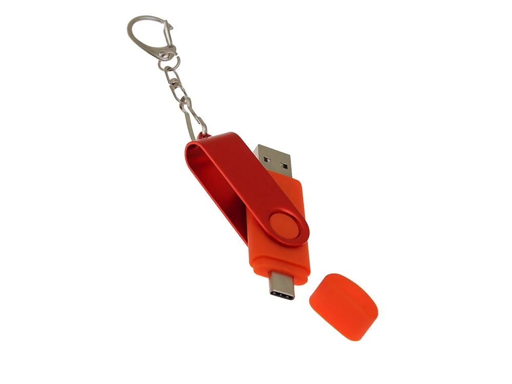 USB 3.0- флешка на 256 Гб с поворотным механизмом и дополнительным разъемом Type-C красный 256Gb - фото 4