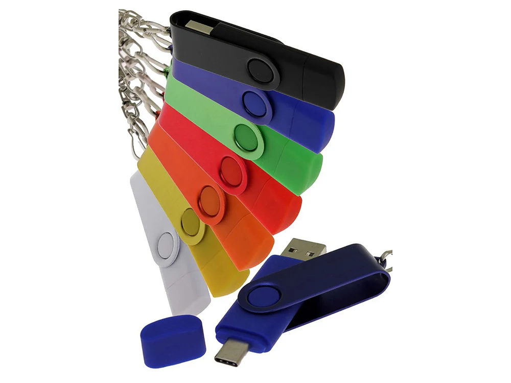 USB 3.0- флешка на 256 Гб с поворотным механизмом и дополнительным разъемом Type-C красный 256Gb - фото 5
