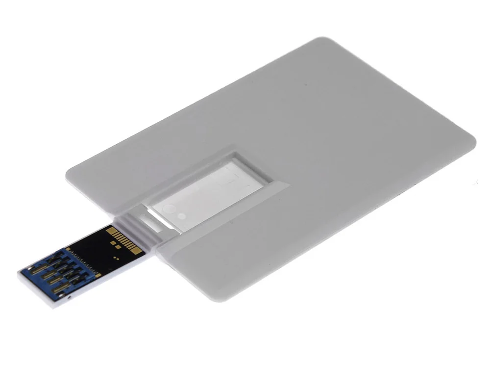 USB 3.0- флешка на 64 Гб в виде визитки с раскладным чипом белый 64Gb - фото 3