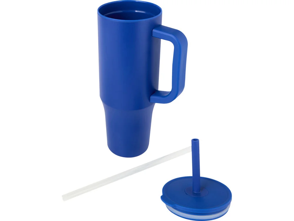 Герметичная термокружка Brady с силиконовой трубочкой переработанная сталь 900 мл ярко-синий - фото 3