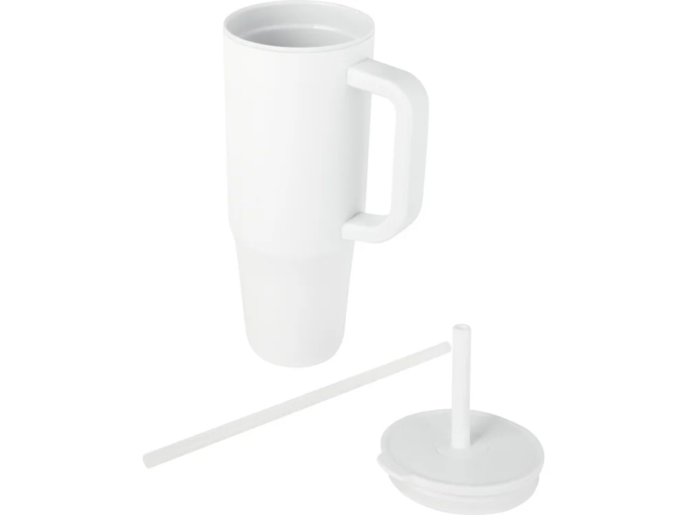 Герметичная термокружка «Brady» с силиконовой трубочкой, переработанная сталь, 900 мл, белый - фото 3