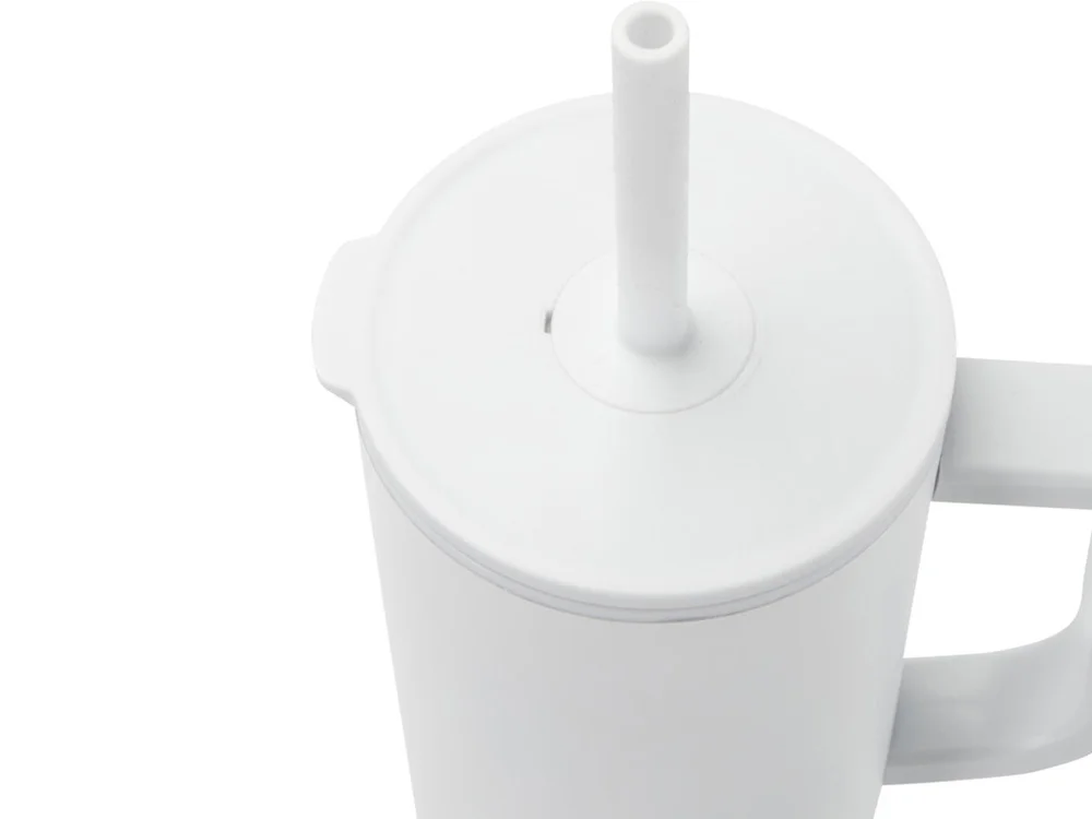 Герметичная термокружка «Brady» с силиконовой трубочкой, переработанная сталь, 900 мл, белый - фото 4