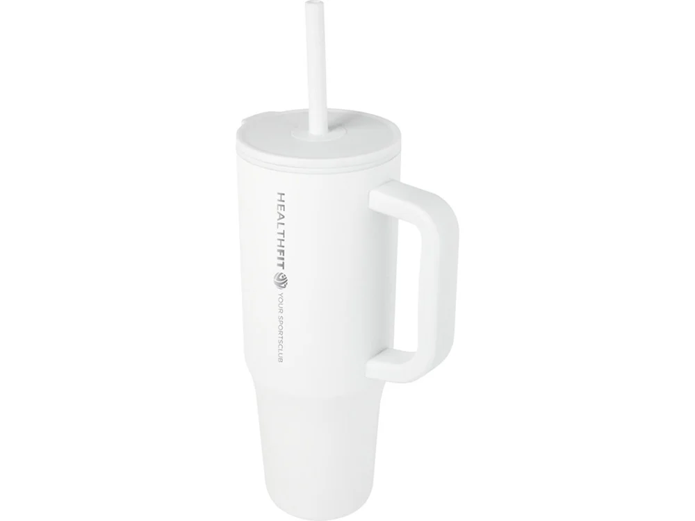 Герметичная термокружка «Brady» с силиконовой трубочкой, переработанная сталь, 900 мл, белый - фото 5