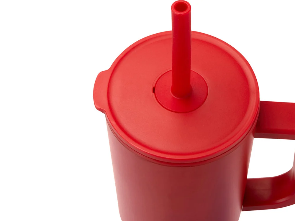 Герметичная термокружка «Brady» с силиконовой трубочкой, переработанная сталь, 900 мл, красный - фото 4