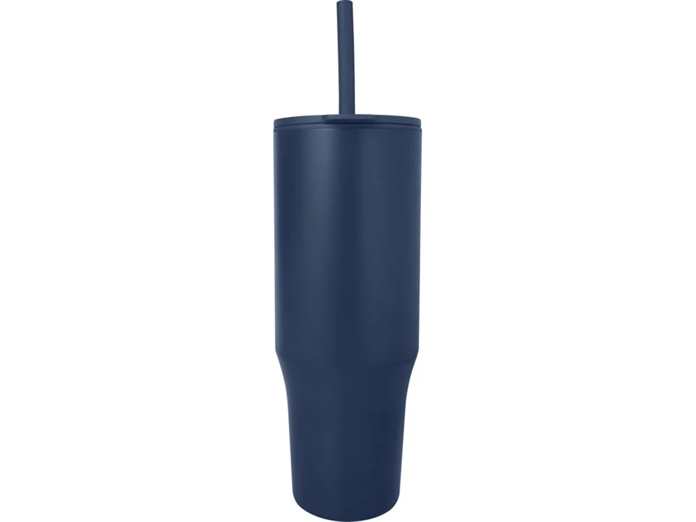 Герметичная термокружка «Brady» с силиконовой трубочкой, переработанная сталь, 900 мл, темно-синий - фото 2
