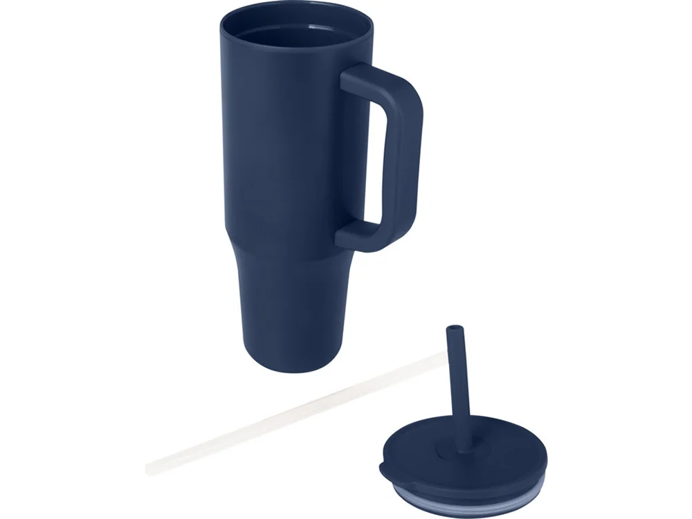 Герметичная термокружка «Brady» с силиконовой трубочкой, переработанная сталь, 900 мл, темно-синий - фото 3