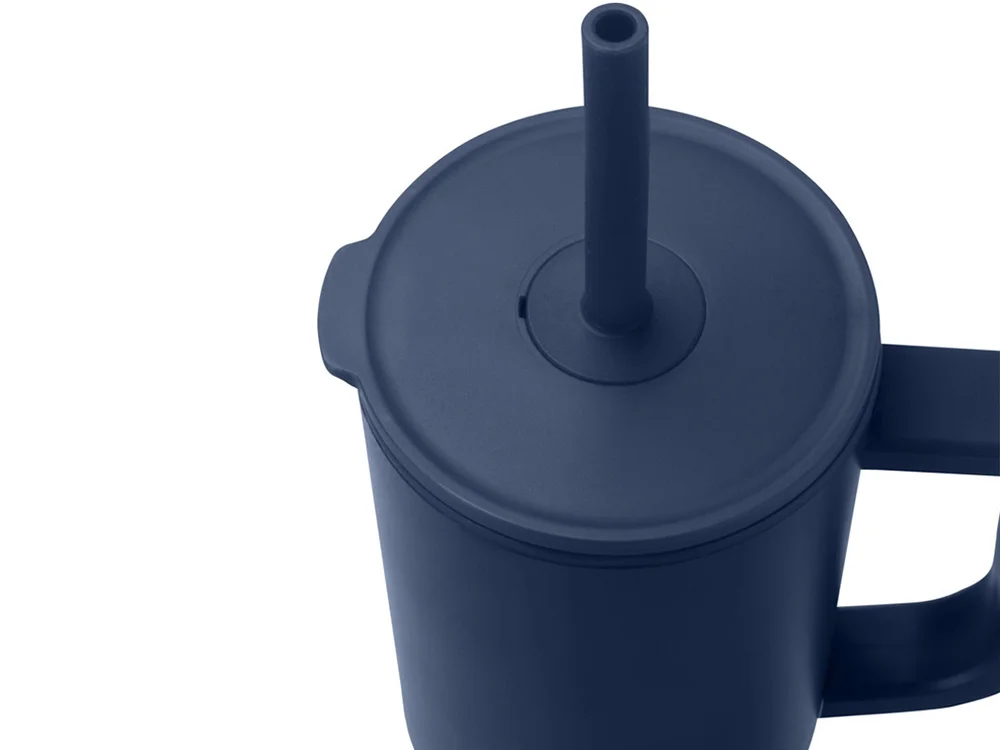 Герметичная термокружка «Brady» с силиконовой трубочкой, переработанная сталь, 900 мл, темно-синий - фото 4
