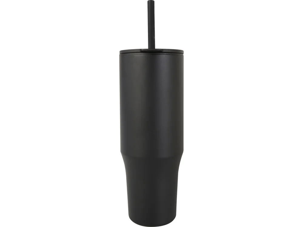 Герметичная термокружка «Brady» с силиконовой трубочкой, переработанная сталь, 900 мл, черный - фото 2