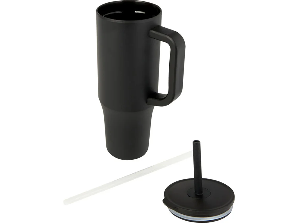 Герметичная термокружка «Brady» с силиконовой трубочкой, переработанная сталь, 900 мл, черный - фото 3