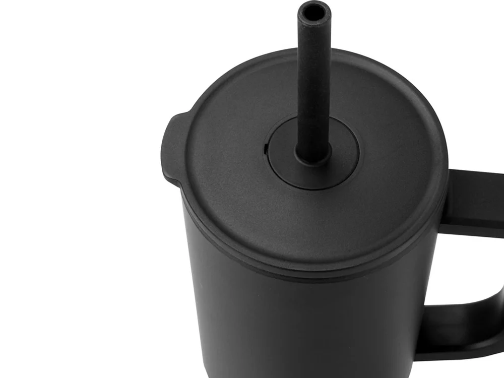 Герметичная термокружка «Brady» с силиконовой трубочкой, переработанная сталь, 900 мл, черный - фото 4